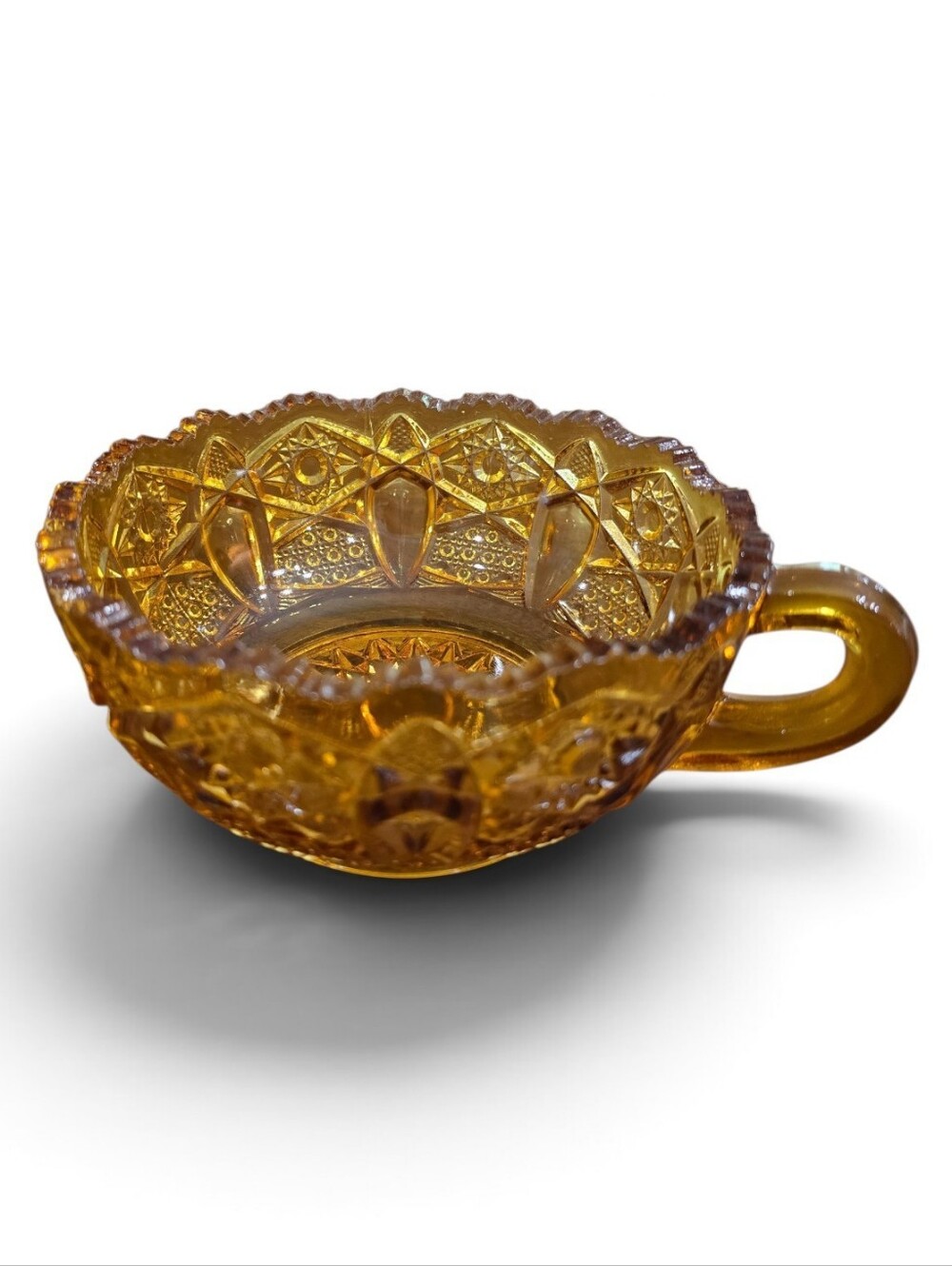 Vintage Amber Glass Nappy Bowl